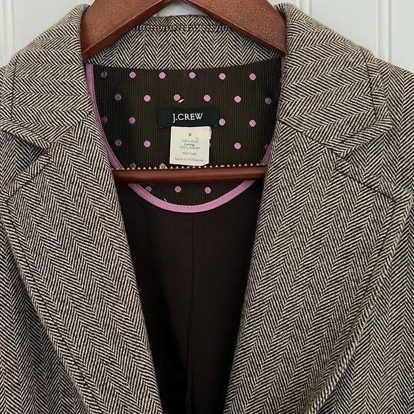 JCREW | Brown Herringbone Wool Jacket Size 6 - Picture 3 of 9